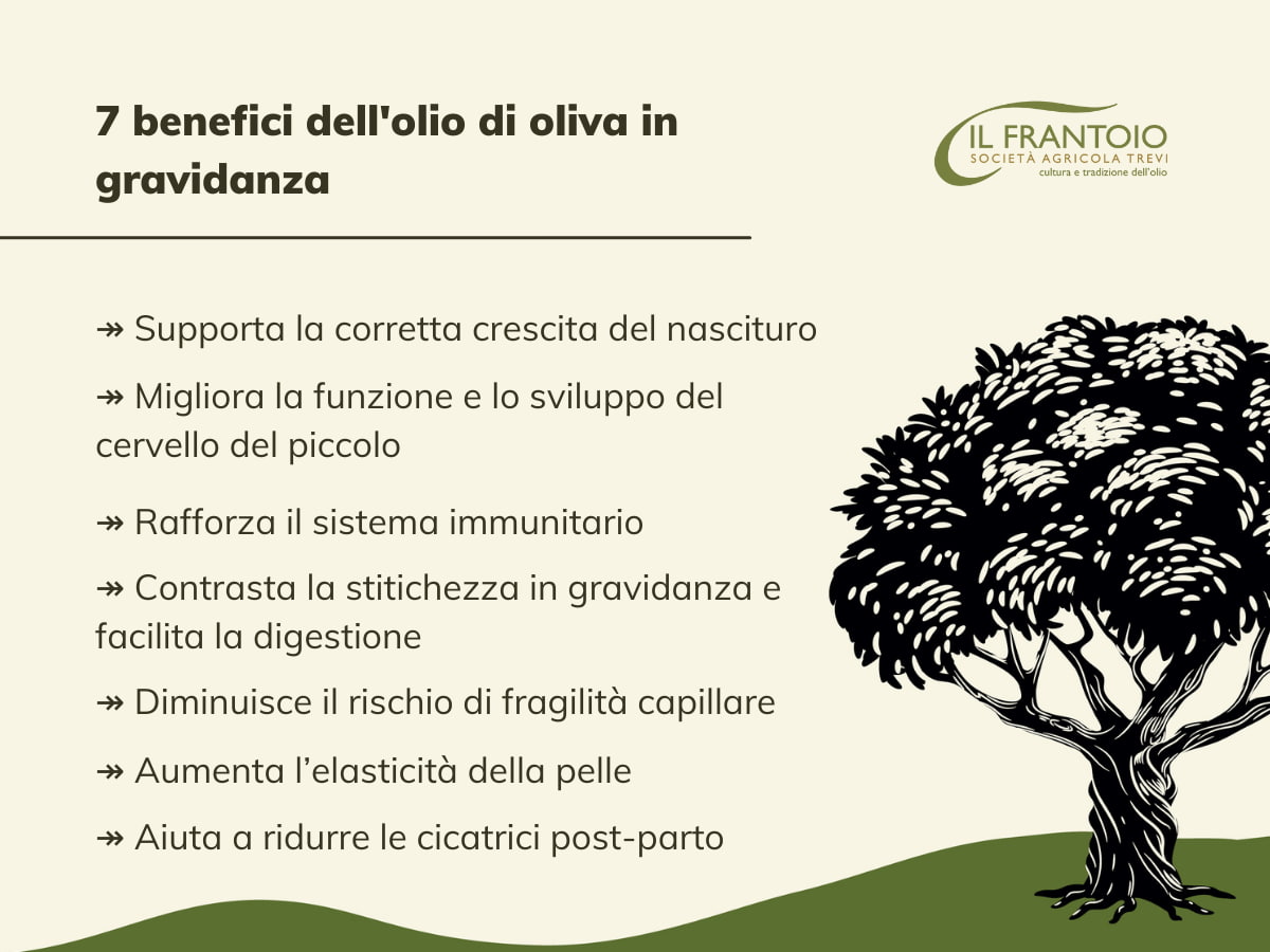 7 benefici del consumo di olio d'oliva in gravidanza e allattamento